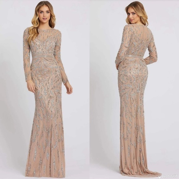 Mac Duggal Jewel Long Sleeves Evening Dress - Picture 1 of 12